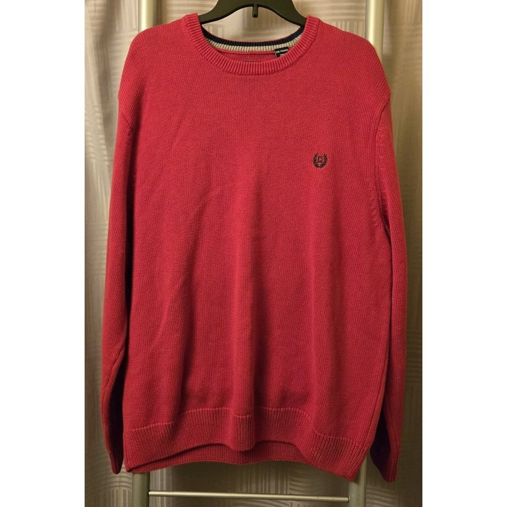 Vintage Chaps Men's Red Knit Pullover Sweater Cotton Logo Crew Neck Size XXL